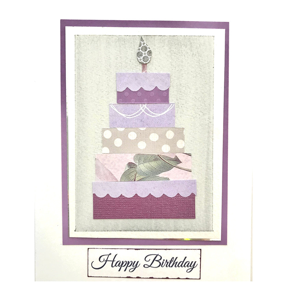 Birthday Greeting Card (Purple paper cake)