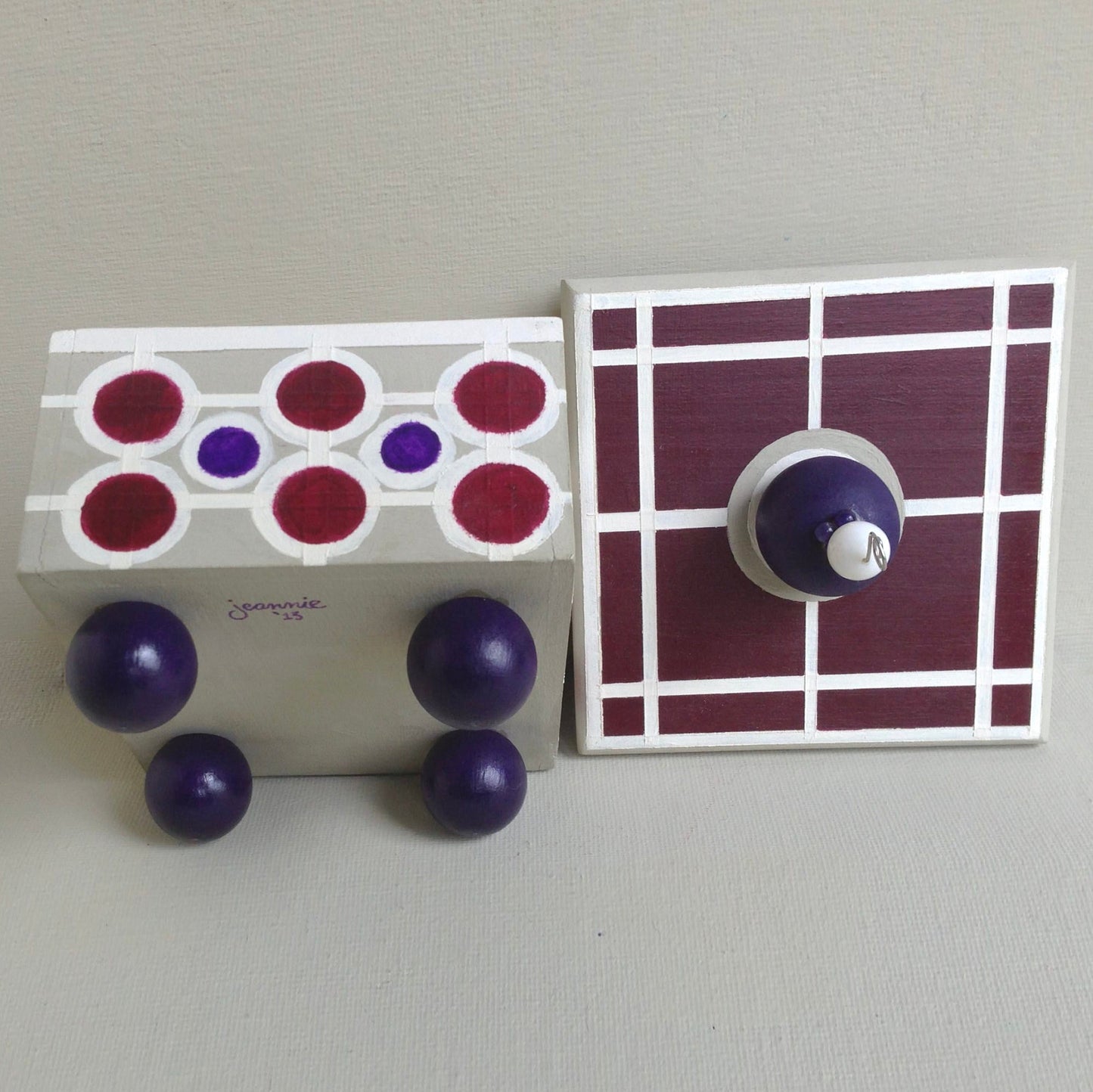 Target decorative handmade wooden box with circle details.