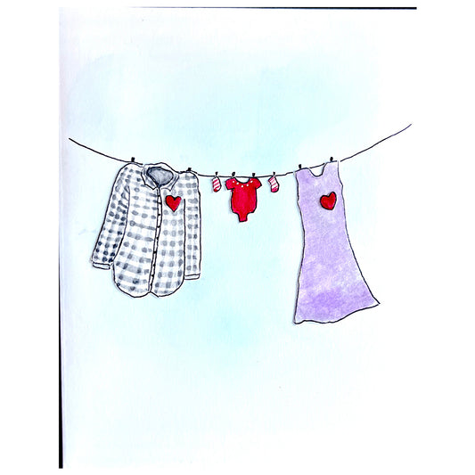 Baby Shower Greeting Card (Family on clothesline)