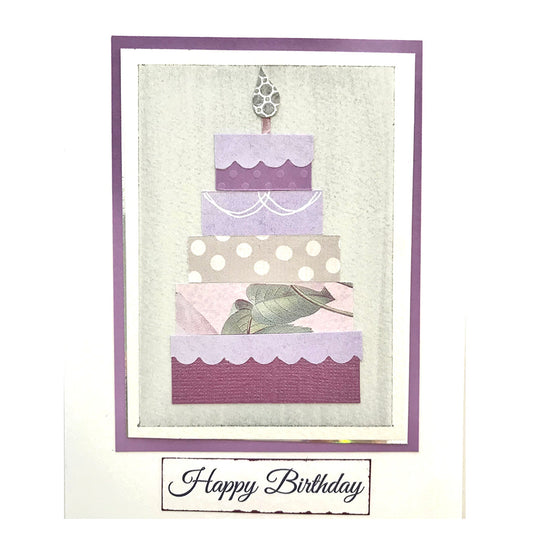 Birthday Greeting Card (Purple paper cake)