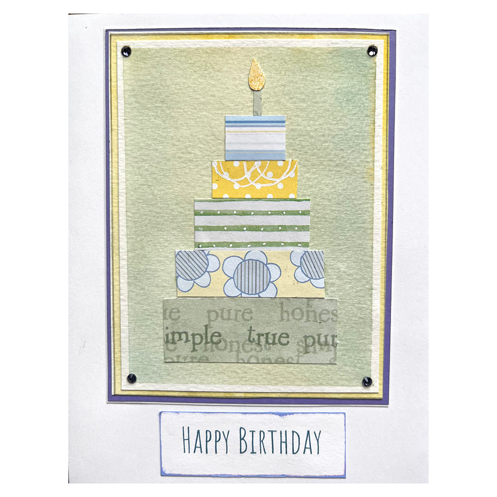 Birthday Greeting Card (Yellow & Green with crystals)