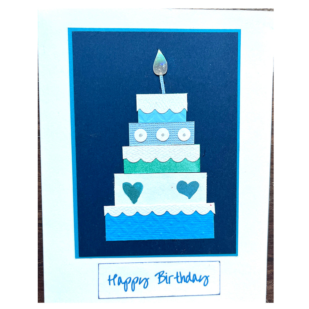 Birthday Greeting Card (Blue Heart Cake)