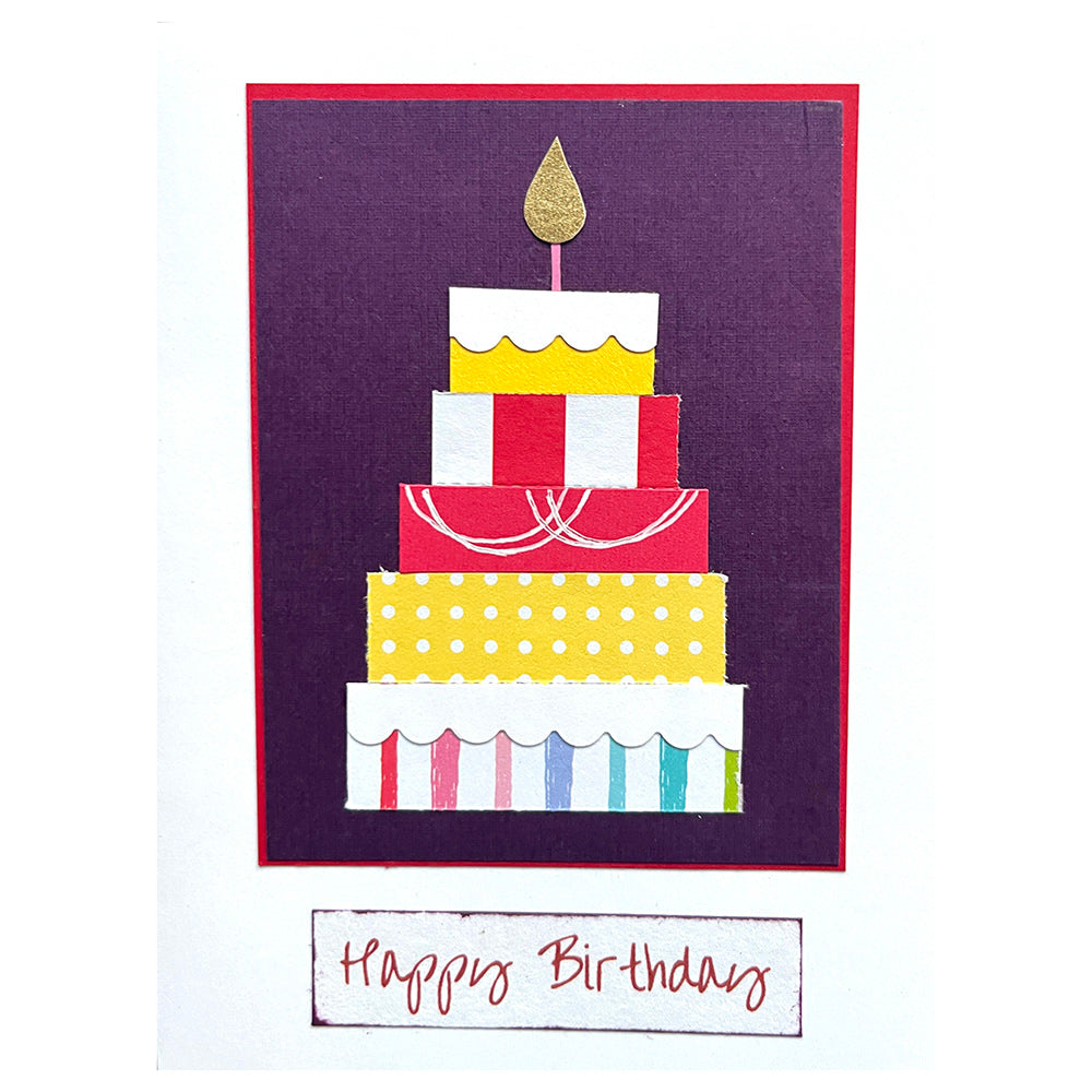 Birthday Greeting Card (Red, Yellow, Dots and Stripes)