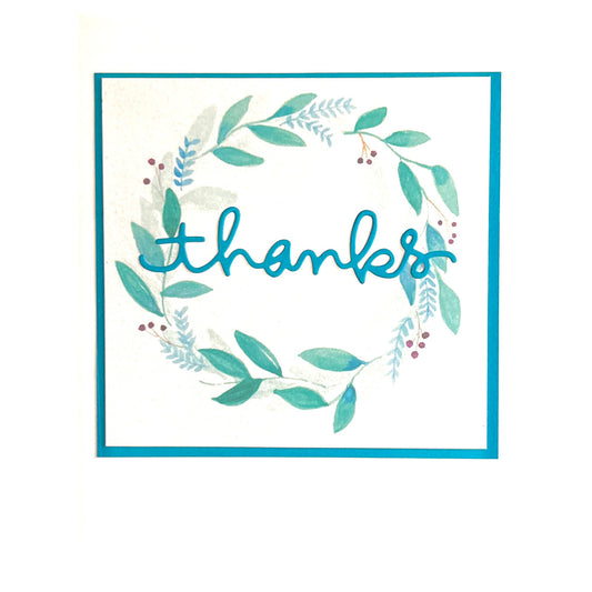 Thank You Greeting Card (Blue green wreath)