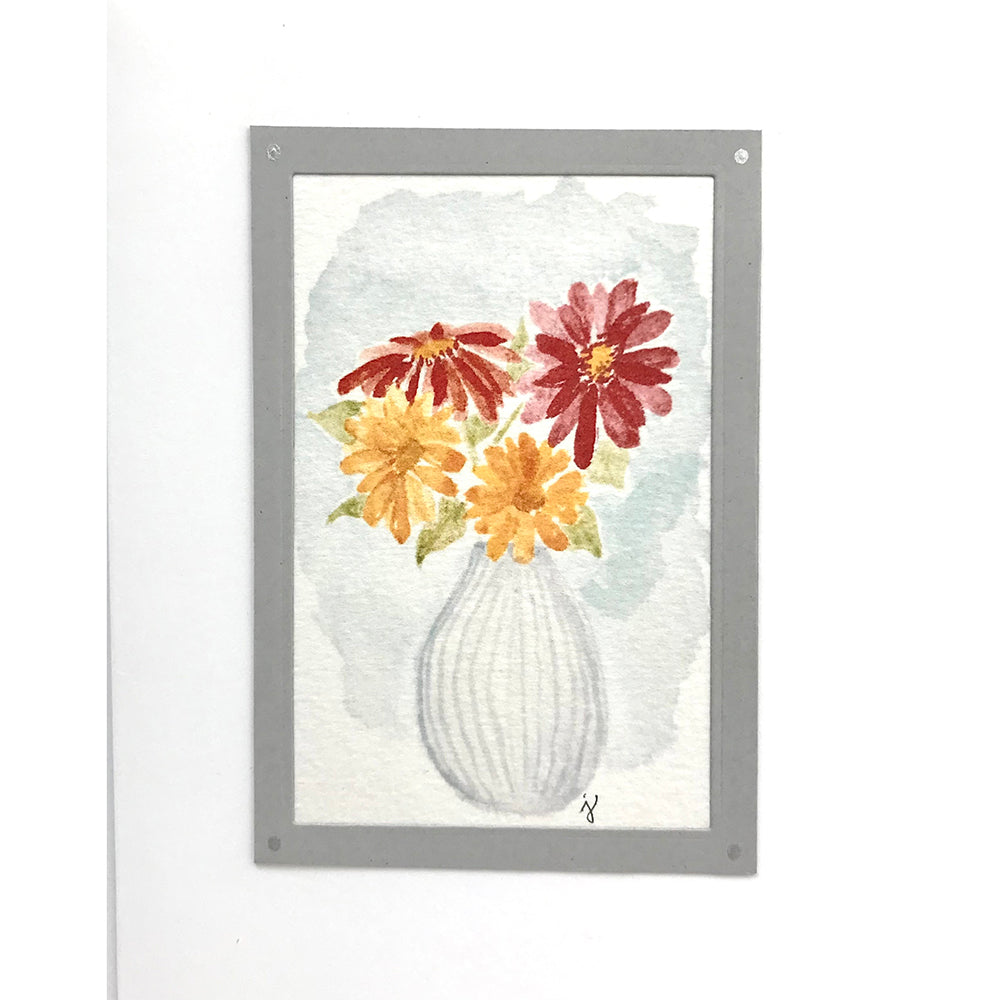 Thank You Greeting Card (Wild flowers in silver vase)