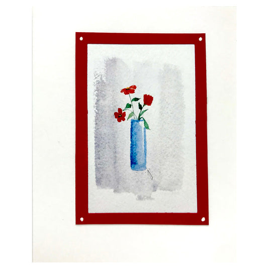 Thank You Greeting Card (Poppies in blue vase)