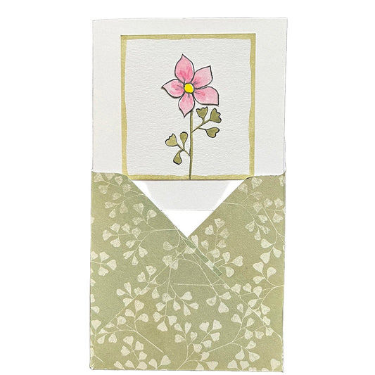 Pocket Note Card (Pink flower)