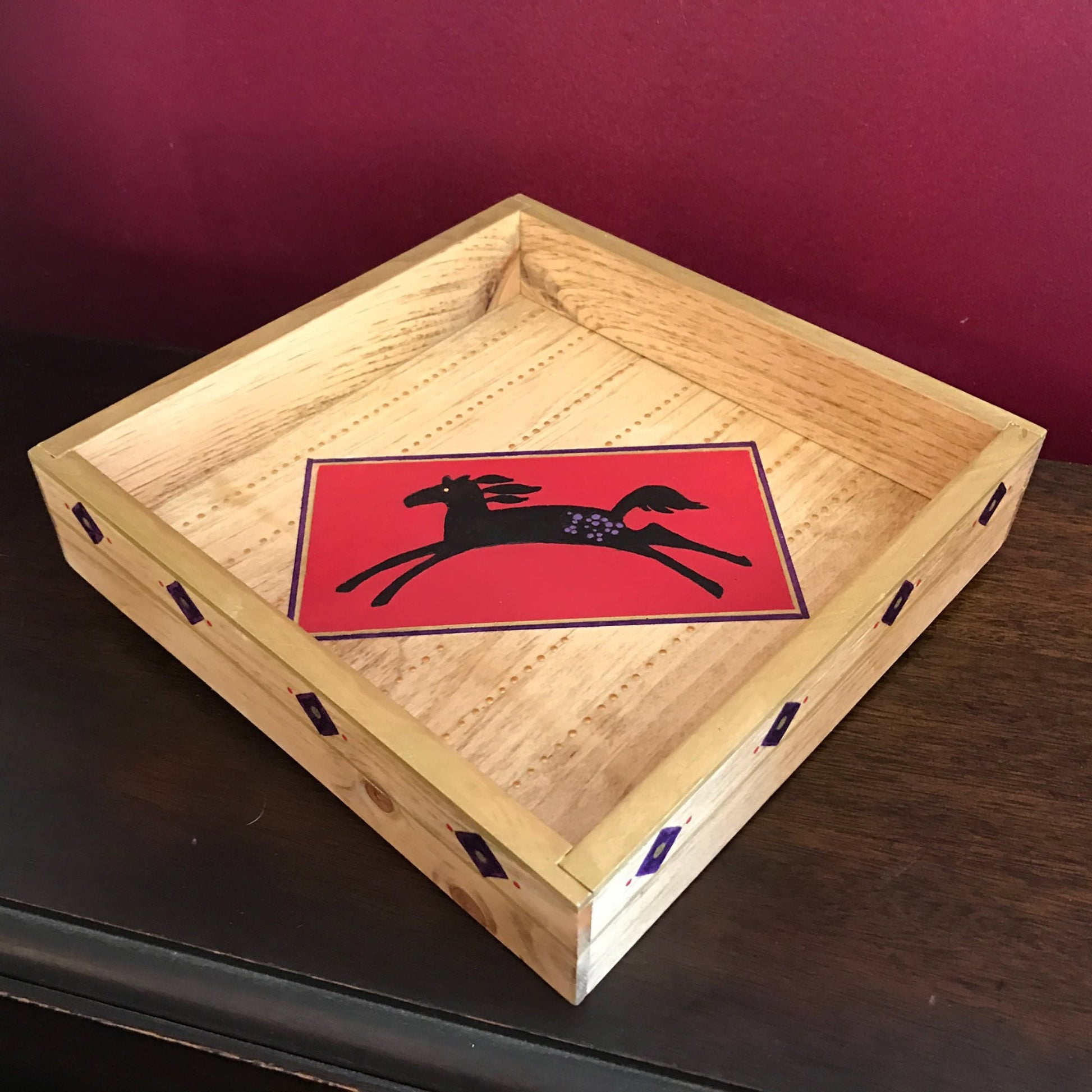 Handmade horse wooden coffee table box.