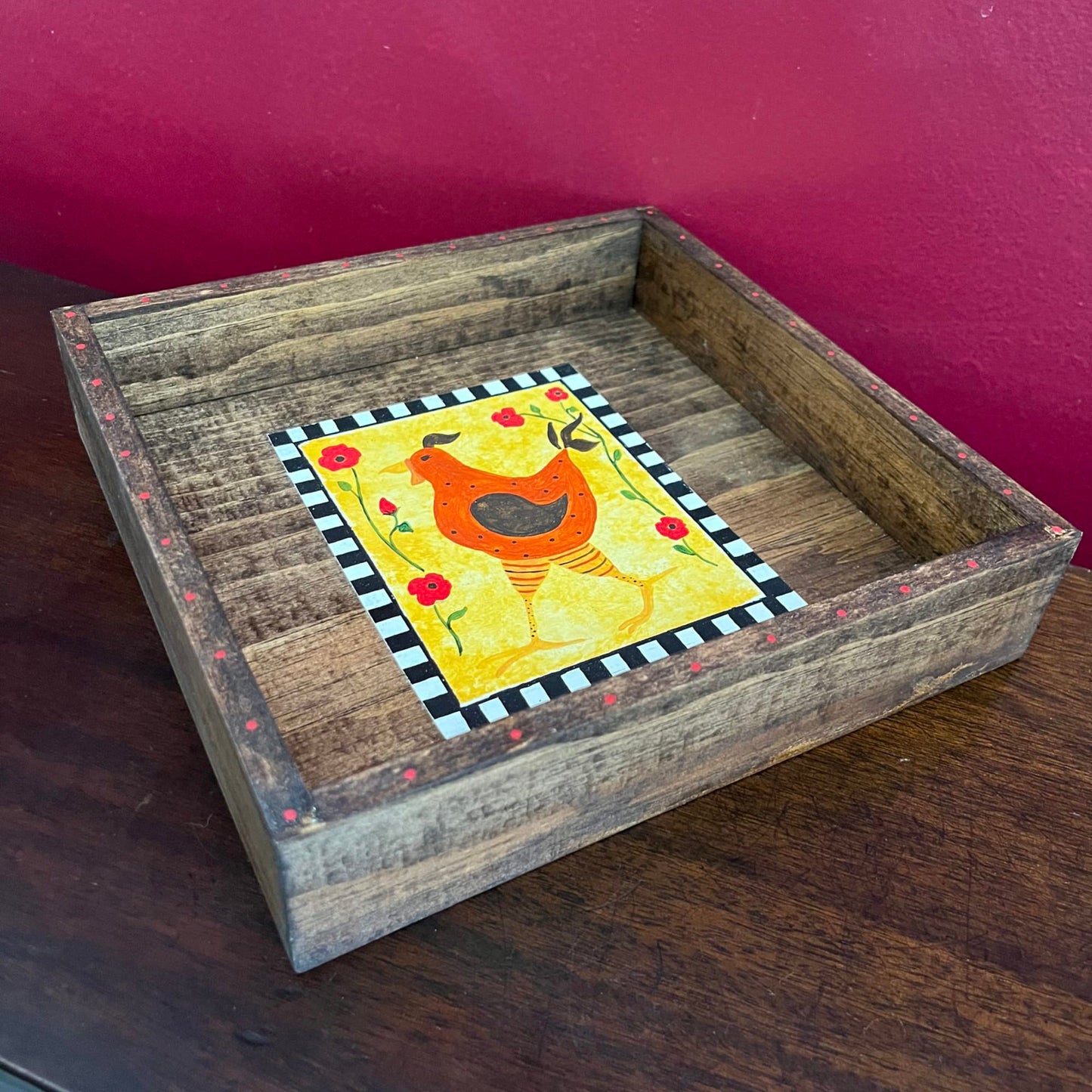 Handmade chicken wooden coffee table box.