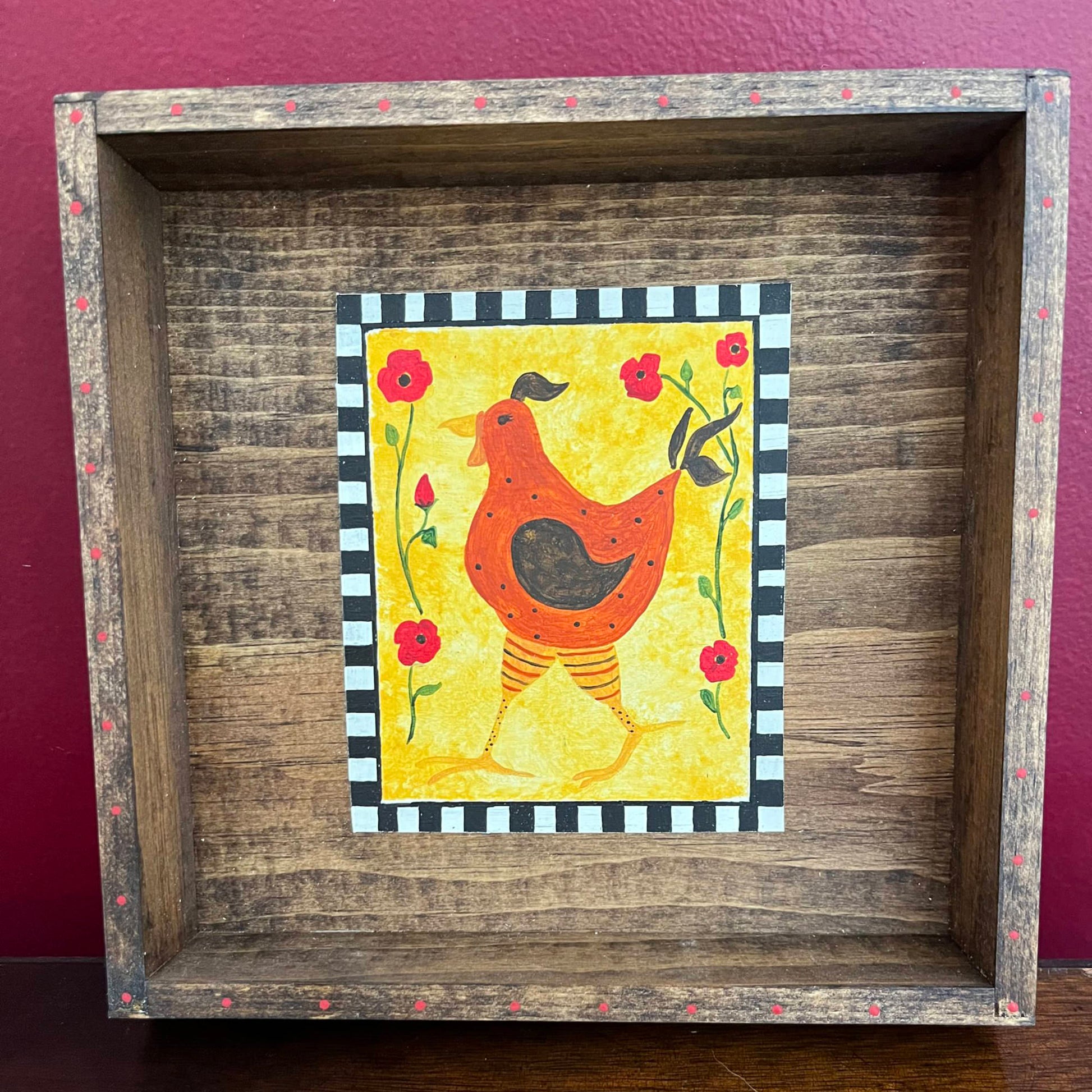 Handmade chicken wooden coffee table box.