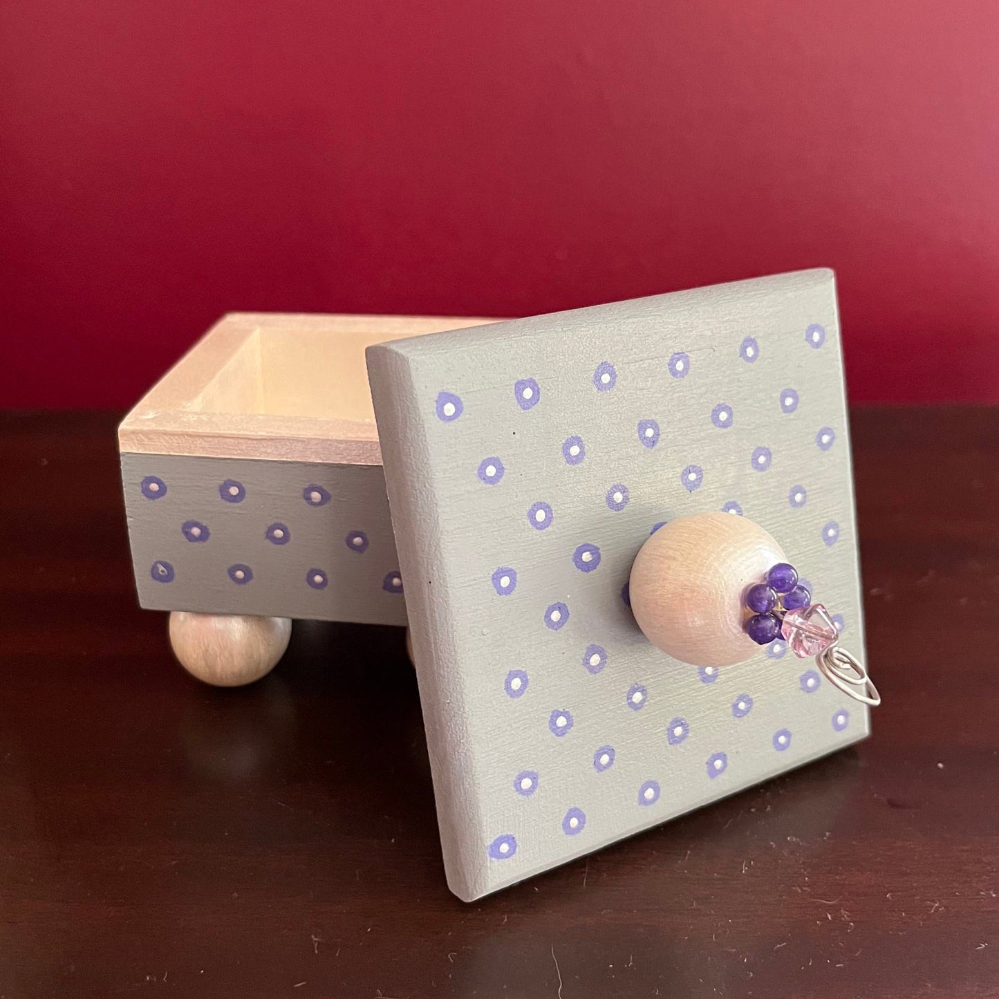 Chantilly decorative handmade wooden box showing lid.