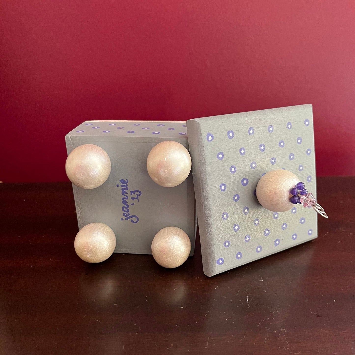 Chantilly decorative handmade wooden box showing bottom and lid.