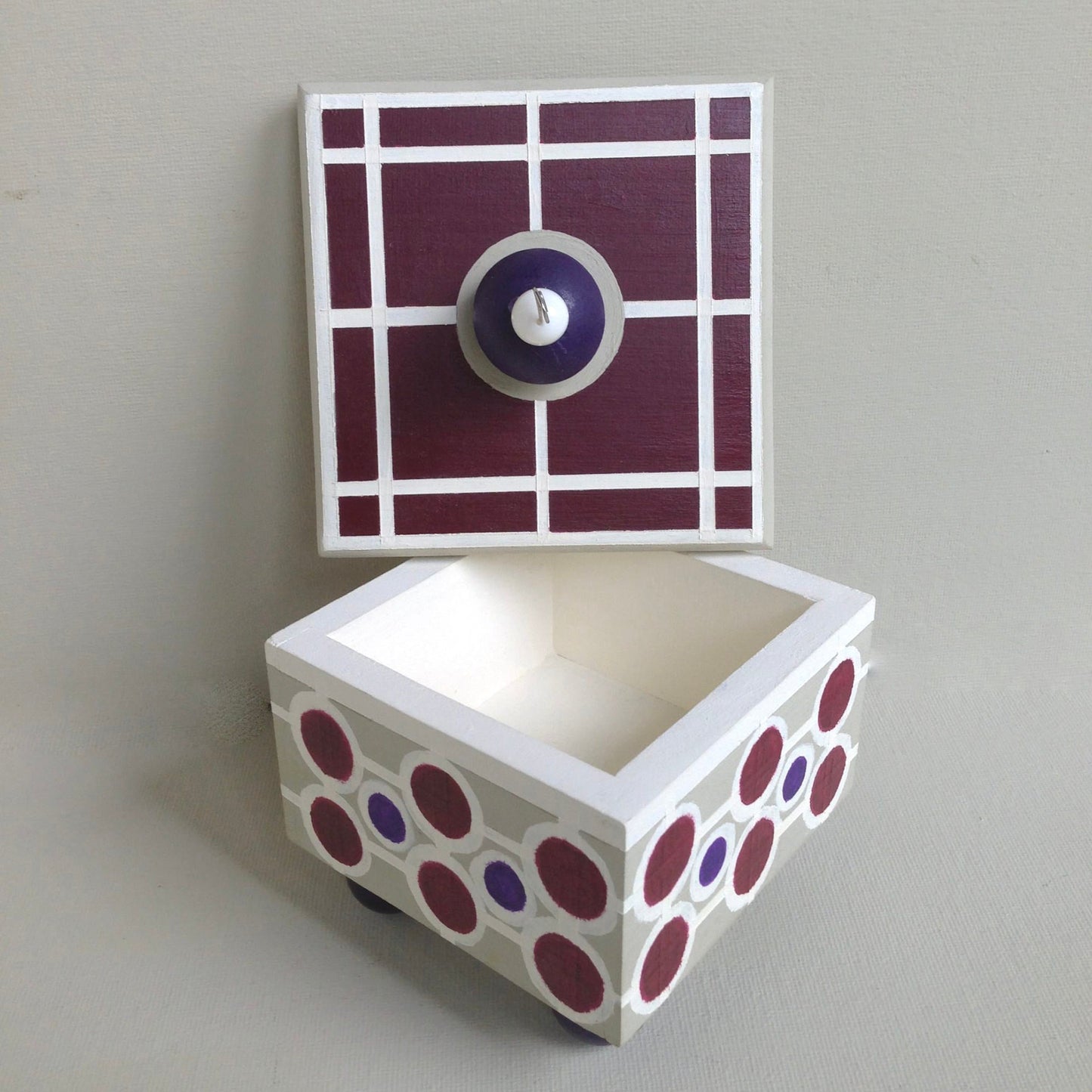 Target decorative handmade wooden box showing interior.