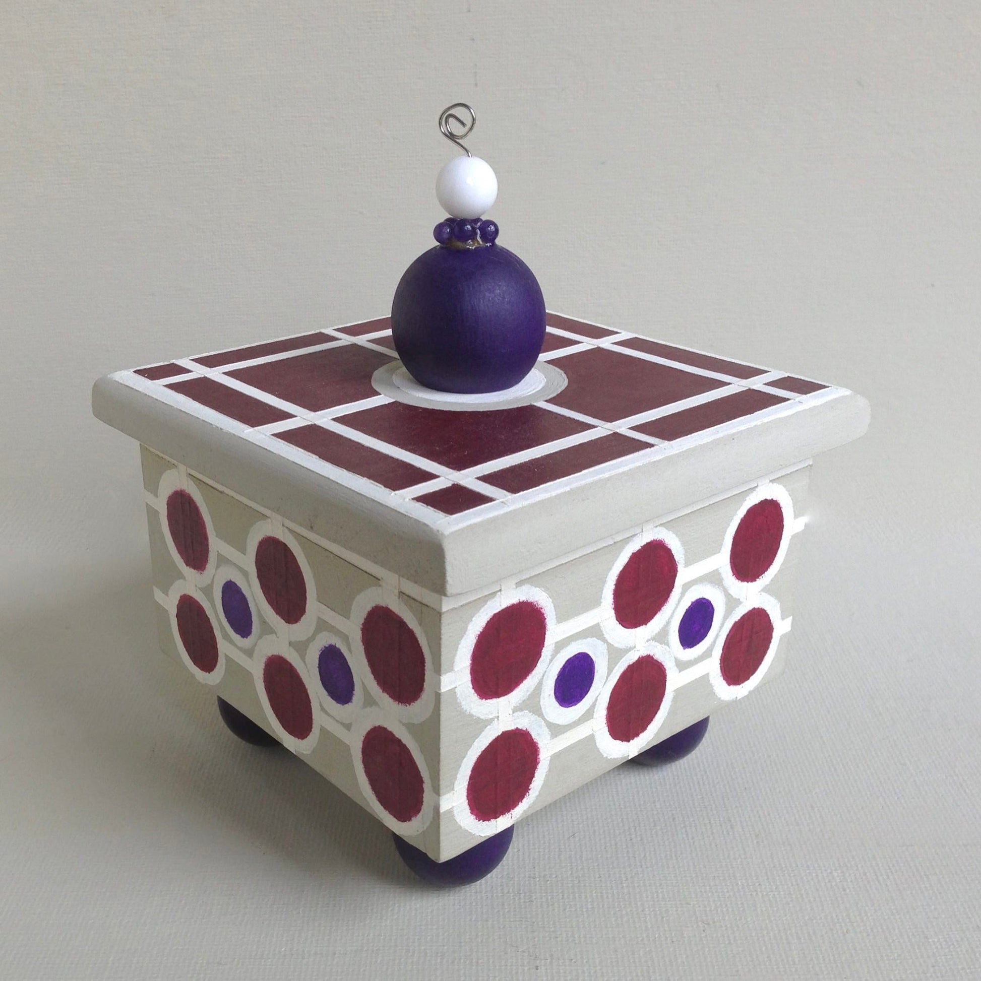 Target decorative handmade wooden box with circle details.