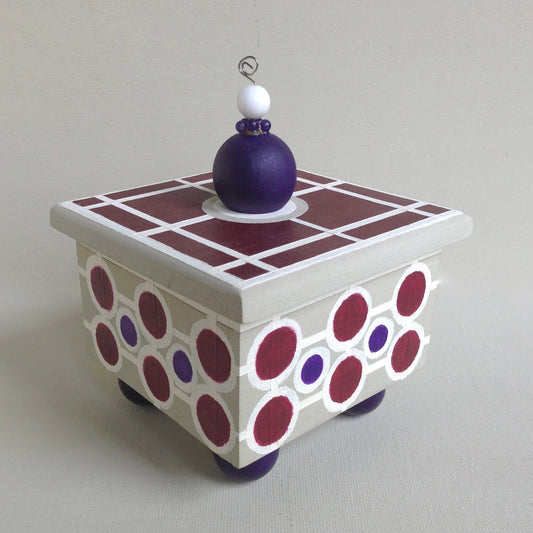Target decorative handmade wooden box with circle details.