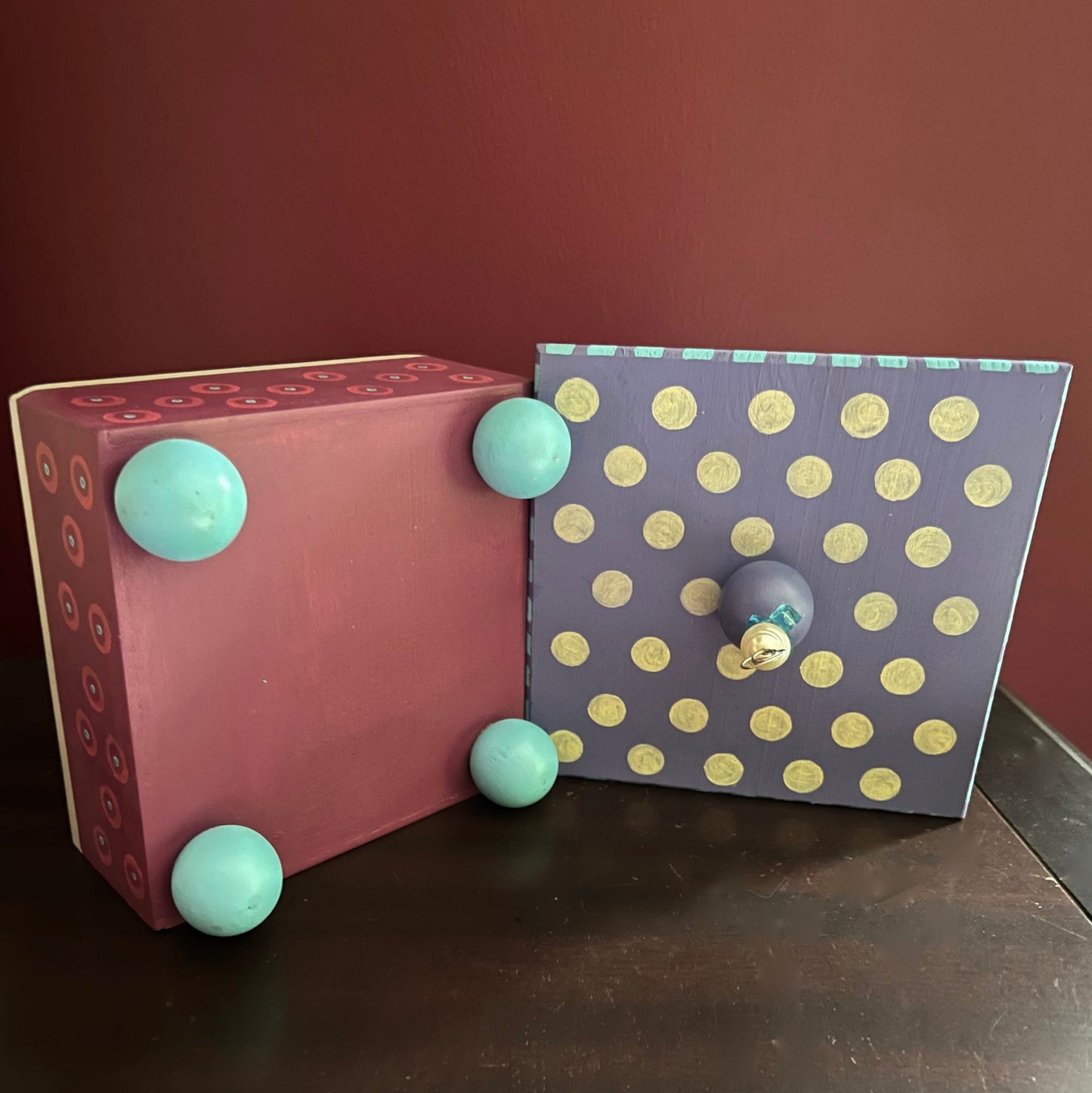 Pam decorative handmade wooden box showing bottom of box.